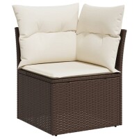 vidaXL 4-tlg. Garten-Sofagarnitur mit Kissen Braun Poly Rattan