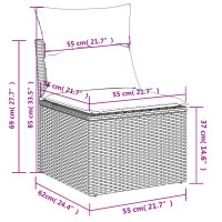 vidaXL 7-tlg. Garten-Sofagarnitur mit Kissen Braun Poly Rattan