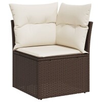 vidaXL 7-tlg. Garten-Sofagarnitur mit Kissen Braun Poly Rattan