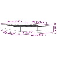 vidaXL Bettgestell Grau Sonoma 135x190 cm Holzwerkstoff