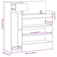 vidaXL Schuhschrank Wei&szlig; 100,5x28x100 cm Holzwerkstoff