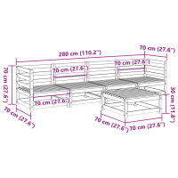 vidaXL 5-tlg. Garten-Sofagarnitur Massivholz Kiefer