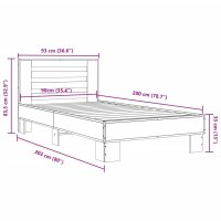 vidaXL Bettgestell Grau Sonoma 90x200 cm Holzwerkstoff und Metall