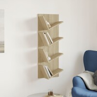 vidaXL Wand-B&uuml;cherregal mit 4 F&auml;chern Sonoma-Eiche 33x16x90 cm