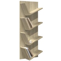 vidaXL Wand-B&uuml;cherregal mit 4 F&auml;chern Sonoma-Eiche 33x16x90 cm