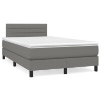 vidaXL Boxspringbett mit Matratze Dunkelgrau 120x190 cm Stoff