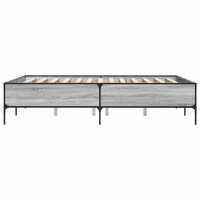 vidaXL Bettgestell Grau Sonoma 140x200 cm Holzwerkstoff und Metall