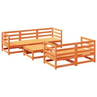 vidaXL 6-tlg. Garten-Sofagarnitur Wachsbraun Massivholz Kiefer