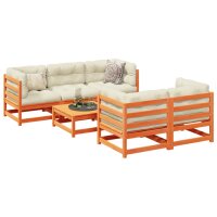 vidaXL 6-tlg. Garten-Sofagarnitur Wachsbraun Massivholz Kiefer