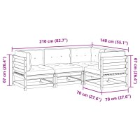 vidaXL 4-tlg. Garten-Sofagarnitur mit Kissen Massivholz Kiefer