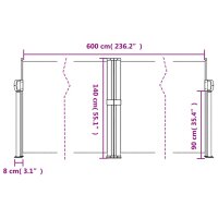 vidaXL Seitenmarkise Ausziehbar Dunkelgr&uuml;n 140x600 cm