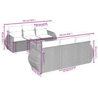 vidaXL 7-tlg. Garten-Sofagarnitur mit Kissen Schwarz Poly Rattan