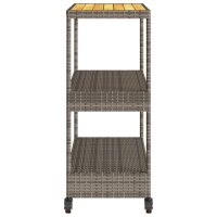 vidaXL Barwagen 3 B&ouml;den Grau Poly Rattan und Massivholz Akazie