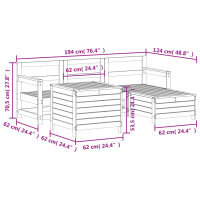 vidaXL 5-tlg. Garten-Sofagarnitur Wei&szlig; Massivholz Kiefer