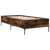 vidaXL Bettgestell R&auml;uchereiche 90x190 cm Holzwerkstoff und Metall