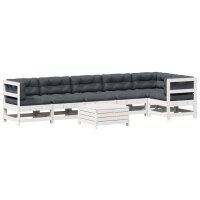 vidaXL 7-tlg. Garten-Lounge-Set mit Kissen Weiß...