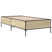 vidaXL Bettgestell Sonoma-Eiche 100x200 cm Holzwerkstoff und Metall