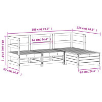 vidaXL 4-tlg. Garten-Sofagarnitur Wei&szlig; Massivholz Kiefer