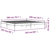 vidaXL Bettgestell Braun Eichen-Optik 200x200 cm Holzwerkstoff Metall