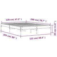 vidaXL Bettgestell R&auml;uchereiche 120x200 cm Holzwerkstoff und Metall