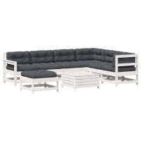 vidaXL 8-tlg. Garten-Lounge-Set mit Kissen Weiß...