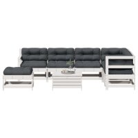 vidaXL 8-tlg. Garten-Lounge-Set mit Kissen Weiß...