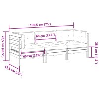 vidaXL 3-tlg. Garten-Sofagarnitur mit Kissen Wachsbraun Kiefernholz