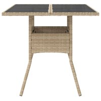 vidaXL Gartentisch mit Glasplatte Beige 80x80x75 cm Poly Rattan