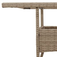 vidaXL Gartentisch mit Glasplatte Beige 80x80x75 cm Poly Rattan