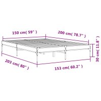 vidaXL Bettgestell Grau Sonoma 150x200 cm Holzwerkstoff und Metall