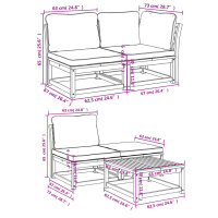 vidaXL 5-tlg. Garten-Lounge-Set mit Kissen Massivholz Akazie