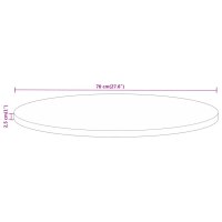 vidaXL Tischplatte &Oslash; 70x2,5 cm Rund Raues Massives Mangoholz