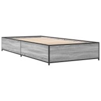 vidaXL Bettgestell Grau Sonoma 75x190 cm Holzwerkstoff und Metall