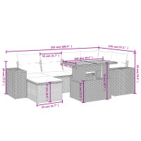 vidaXL 7-tlg. Garten-Sofagarnitur mit Kissen Grau Poly Rattan