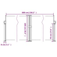 vidaXL Seitenmarkise Ausziehbar Beige 100x600 cm