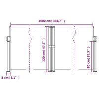 vidaXL Seitenmarkise Ausziehbar Wei&szlig; 120x1000 cm