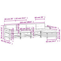 vidaXL 5-tlg. Garten-Lounge-Set mit Kissen Wei&szlig; Massivholz Kiefer