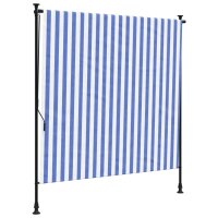 vidaXL Au&szlig;enrollo Blau und Wei&szlig; 150x270 cm Stoff und Stahl