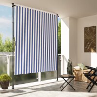 vidaXL Au&szlig;enrollo Blau und Wei&szlig; 150x270 cm Stoff und Stahl