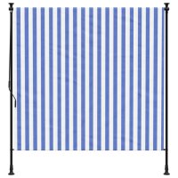 vidaXL Au&szlig;enrollo Blau und Wei&szlig; 150x270 cm Stoff und Stahl