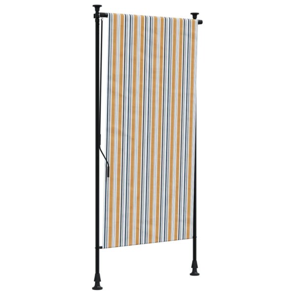 vidaXL Au&szlig;enrollo Gelb und Wei&szlig; 100x270 cm Stoff und Stahl