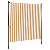 vidaXL Au&szlig;enrollo Orange und Wei&szlig; 150x270 cm Stoff und Stahl