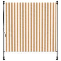 vidaXL Au&szlig;enrollo Orange und Wei&szlig; 150x270 cm Stoff und Stahl