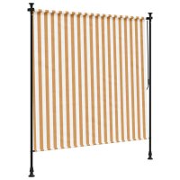 vidaXL Au&szlig;enrollo Orange und Wei&szlig; 150x270 cm Stoff und Stahl