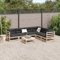 vidaXL 7-tlg. Garten-Sofagarnitur mit Kissen Massivholz Kiefer