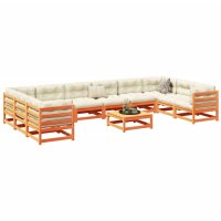 vidaXL 11-tlg. Garten-Sofagarnitur Wachsbraun Massivholz Kiefer