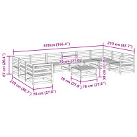 vidaXL 11-tlg. Garten-Sofagarnitur Wachsbraun Massivholz Kiefer