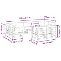 vidaXL 9-tlg. Garten-Sofagarnitur mit Kissen Wachsbraun Kiefernholz