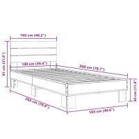 vidaXL Bettgestell Sonoma-Eiche 100x200 cm Holzwerkstoff und Metall