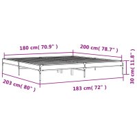 vidaXL Bettgestell Sonoma-Eiche 180x200 cm Holzwerkstoff und Metall